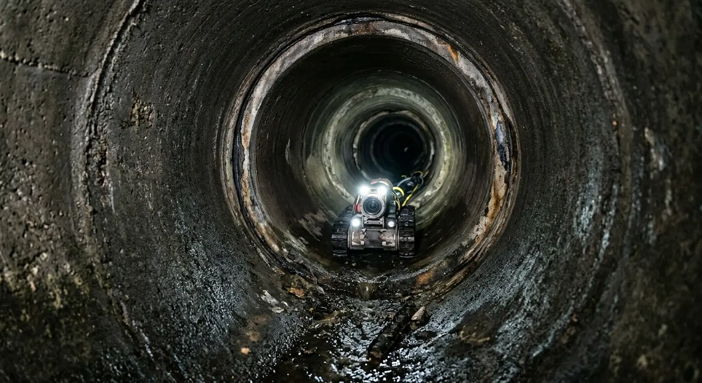 Robotic sewer camera inspecting pipe interior for Drain Snake Service in Canyon